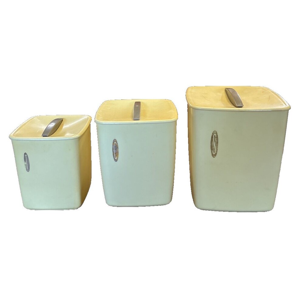 Rubbermaid Nesting Cannisters Vintage 1970  Hard Yellow Plastic